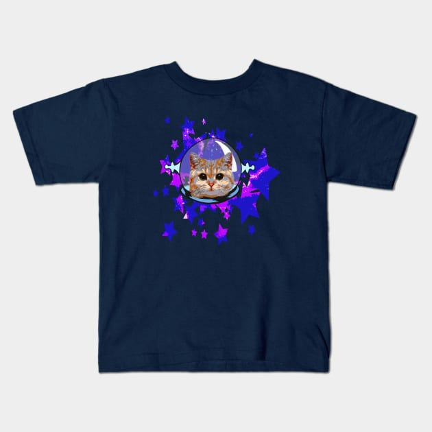 Space Cat Kids T-Shirt by oryan80